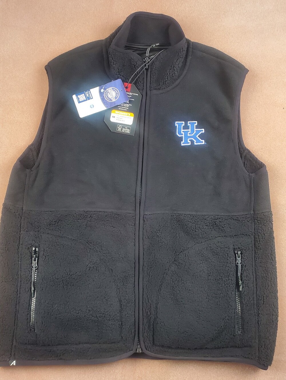 Antigua Kentucky Wildcats Women's Nostalgic Full Zip Sherpa Vest Black M NWT